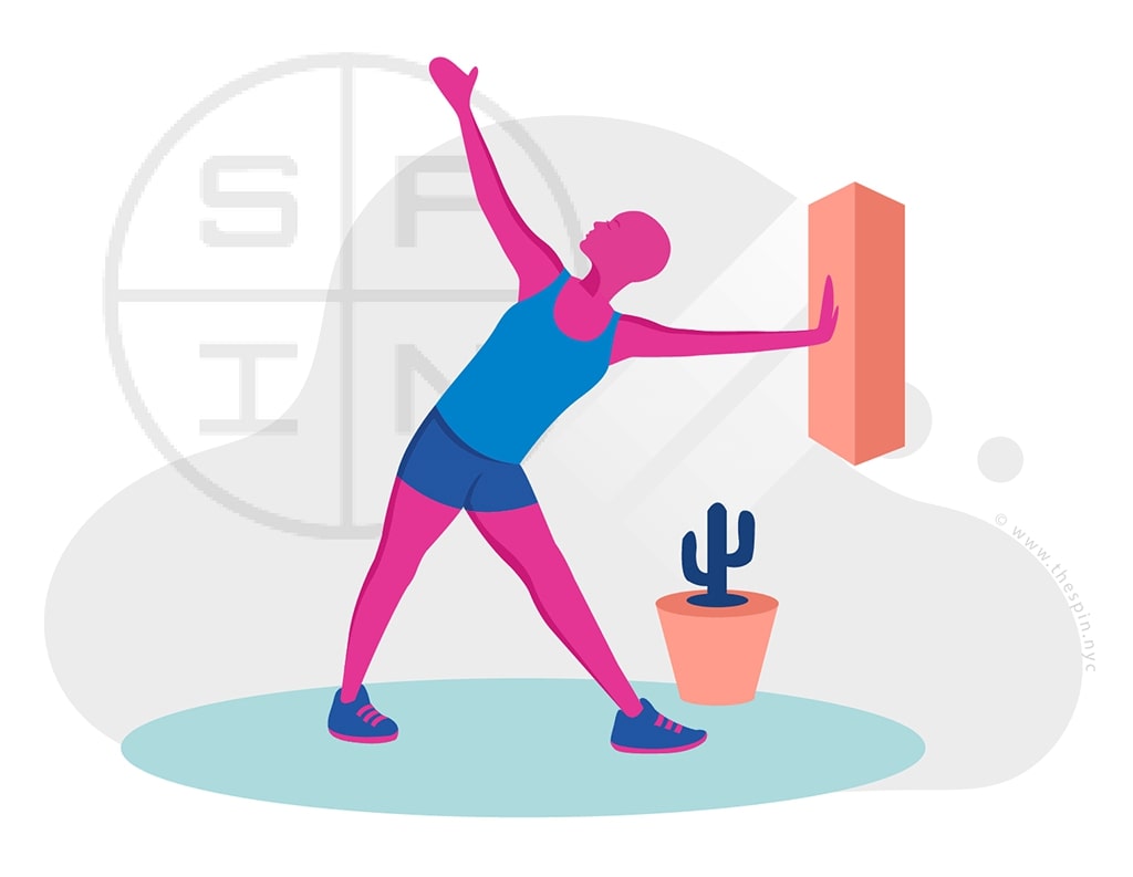 Yoga Triangle at Wall Pose Exercise