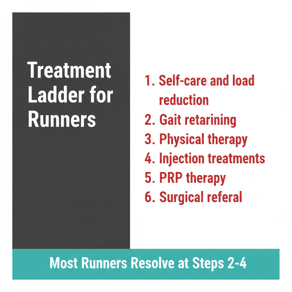 Treatment escalation ladder for running knee pain from self-care to interventional treatments