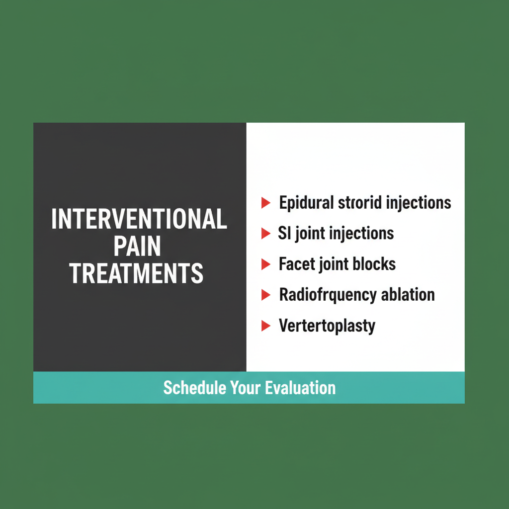 Illustration of interventional pain treatments for women's lower back pain